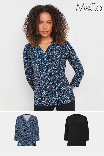 M&Co Blue Wrap Tops 2 Pack (AK3832) | £38