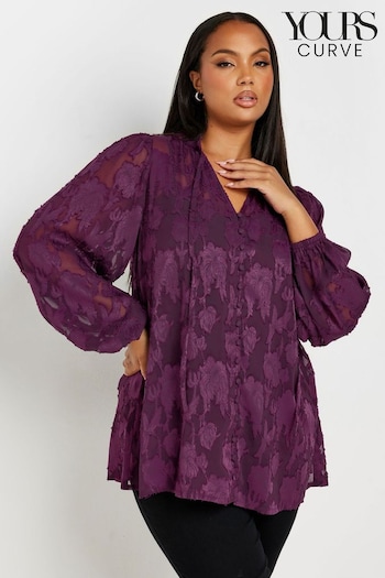 Yours Curve Purple Jewel Tie Neck Blouse (AK4079) | £31