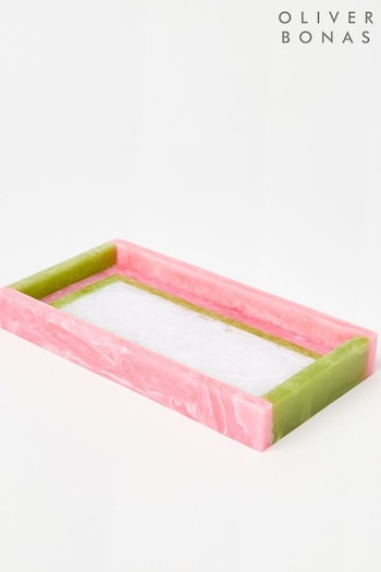 Oliver Bonas Pink Resin Colour Block Storage Tray (AK4144) | £0