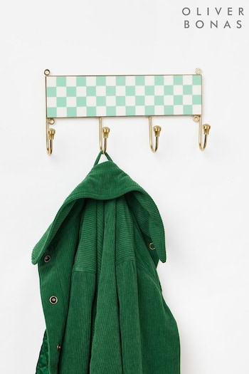 Oliver Bonas Green Chequerboard Resin Multi Wall Storage Hook (AK4163) | £35