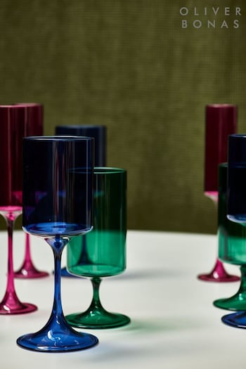 Oliver Bonas Blue Bibi Wine Glasses Set of 4 (AK4191) | £33