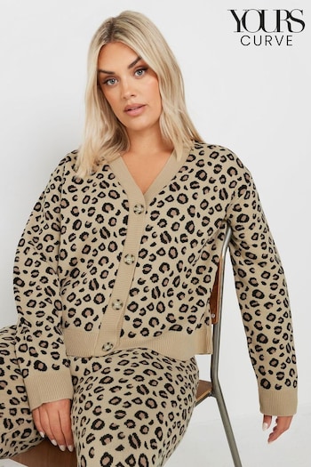 Yours Curve Natural Leopard Print Knitted Cardigan (AK4222) | £29