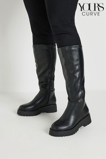 Yours Curve Black Wide Fit Wedge Knee High boots Inneva (AK4242) | £54