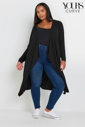 Yours Curve Black Waterfall Midaxi Cardigan (AK4246) | £29