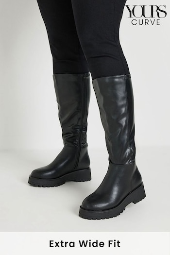 Yours Curve Black Extra Wide Fit Extra Wide Fit Wedge Knee High Boots (AK4261) | £54