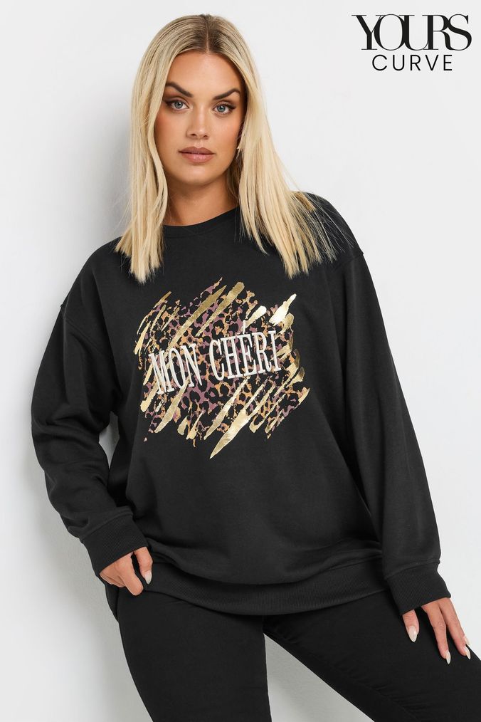 Buy Women s Sweat Tops Black Graphic Sweatshirtsandhoodies Online Next UK