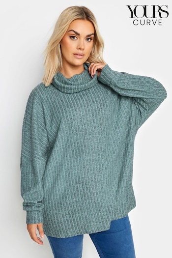 Yours Curve Blue Ribbed Soft Touch Jumper (AK4622) | £29