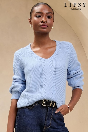 Lipsy Blue Longline Cable Knit Jumper (AK4872) | £42