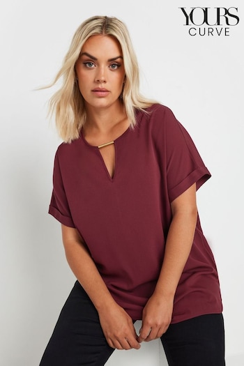 Yours Curve Red Short Sleeve Trim Neck Top (AK4999) | £22