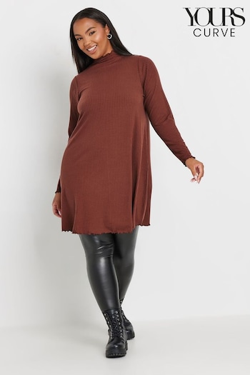 Yours Curve Brown Lettuce Edge Tunic (AK5008) | £27