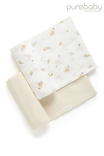 Purebaby Blue Cotton Muslin Wraps 2 Pack (AK5078) | £22