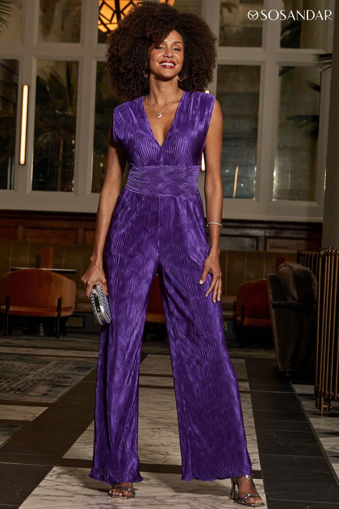 Ladies purple jumpsuit hotsell