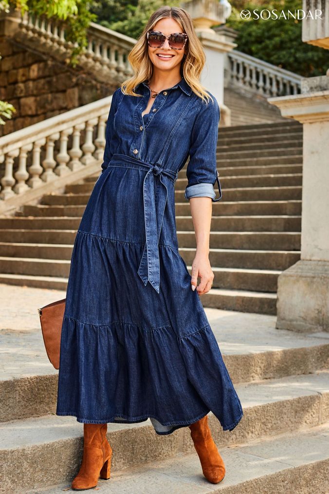 Buy Women s Sosandar Denim Dresses Online Next UK