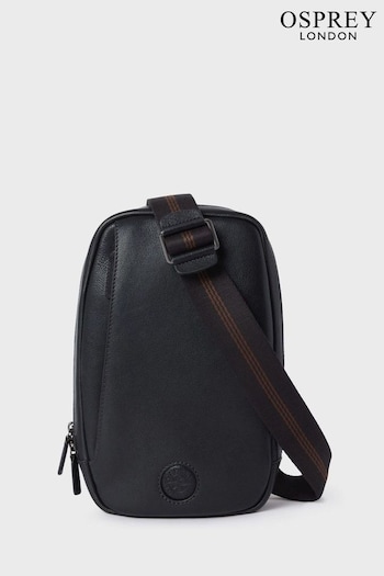 OSPREY LONDON The Compass Leather Sling Black Bag (AK5545) | £185