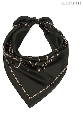 AllSaints Black Allchains Square Scarf (AK5733) | £69