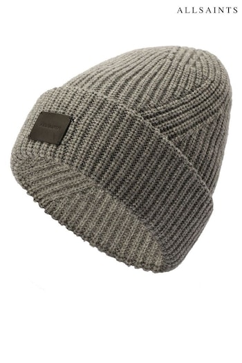 AllSaints Grey Traveling Rib Beanie (AK5735) | £39