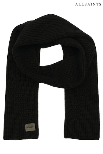 AllSaints Black Travelling Rib Scarf (AK5737) | £59