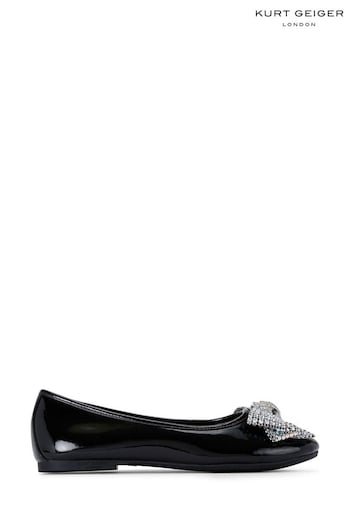 Laura Ashley Sofas Mini Eagle Bow Black Ballerina Pumps (AK5948) | £59