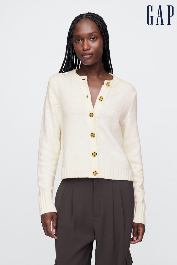 White button up cardigan top 2025