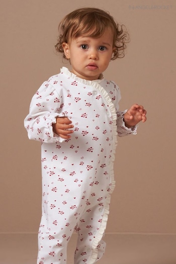 Angel & Rocket White Clemie Frill Heart Babygrow (AK6171) | £22