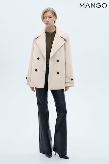 Mango Cream Double-Breasted Wool Coat (AK6199) | £90