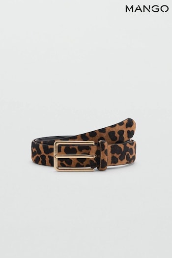 Mango Brown Leopard-print leather belt (AK6245) | £36