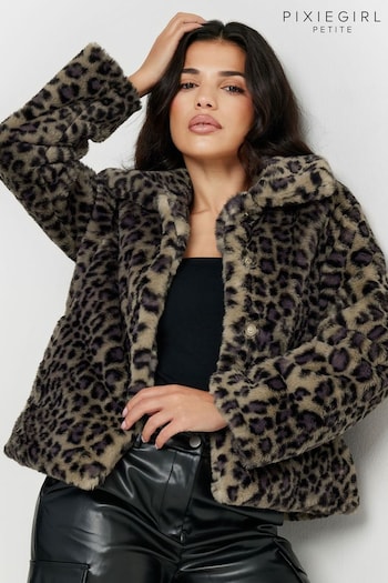 PixieGirl Petite Brown Faux Fur Coat (AK6323) | £85