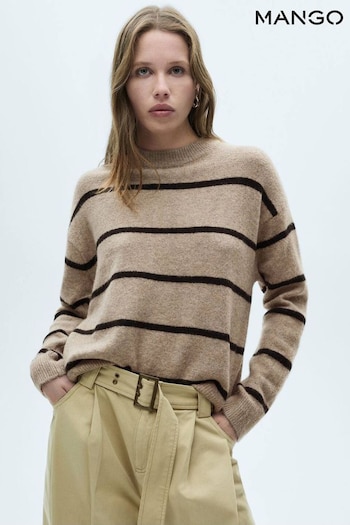 Mango Brown Knit Striped Sweater (AK6517) | £36