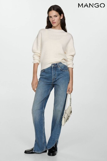 Mango Cream Knitted Jumper With Embellished Shoulders (AK6528) | £50