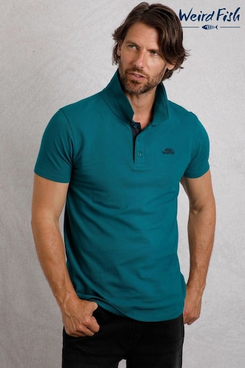 Weird Fish Blue Miles Pique Polo Shirt (AK6593) | £38