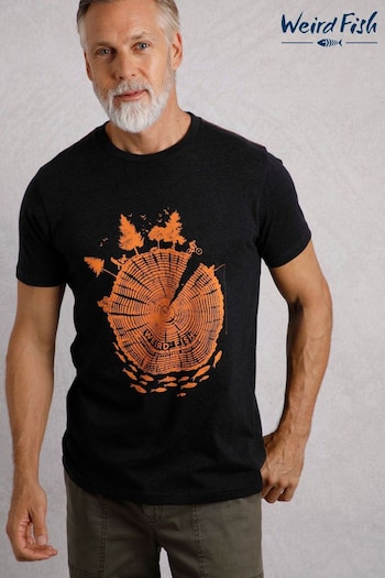 Weird Fish Black Weird Fish Woodsman Eco Graphic T-Shirt (AK6596) | £28