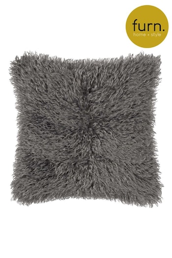 furn. Taupe Rowan Faux Fur Cushion (AK6719) | £22