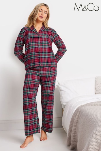 M&Co Red Check 100% Cotton Pyjamas Set (AK6829) | £39