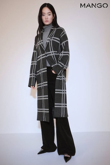 Mango Grey Check Knitted Coat (AK6857) | £90