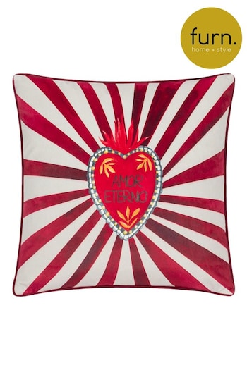 Furn Red Amor Eterno Velvet Cushion (AK6931) | £17