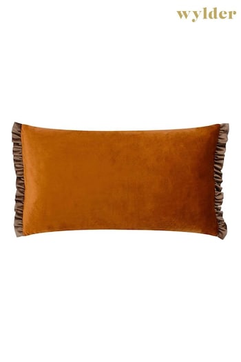 Wylder Rust and Mink Tilly Velvet Frilled Cushion (AK6999) | £0