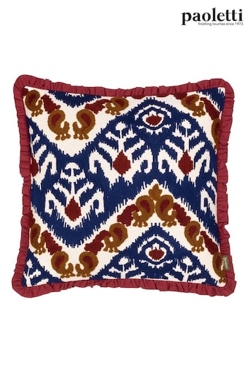 Paoletti Ruby and Gold Seventy Three Henderson Embroidered Ikat 100% Cotton Cushion (AK7014) | £24