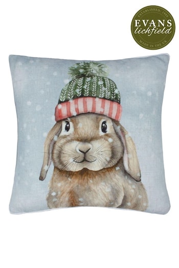 Evans Lichfield Multicolour Winter Rabbit Piped Cushion (AK7018) | £17