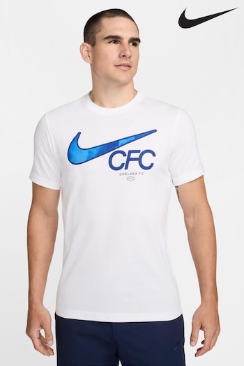 Nike White 100% Cotton Chelsea Swoosh T-Shirt (AK7228) | £28