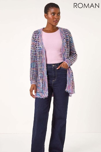 Roman Purple Multi Spacedye Fluffy Cardigan (AK7571) | £40