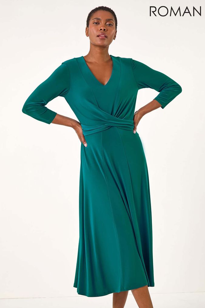 Mid length wrap dress sales