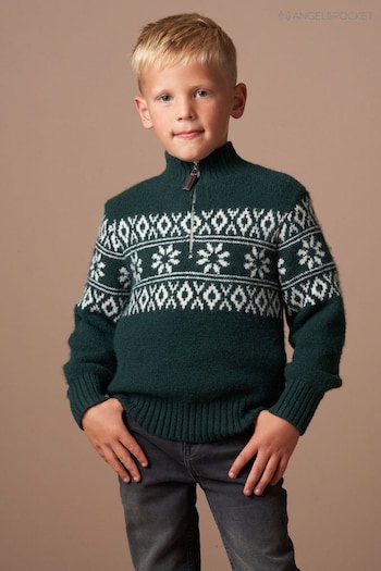 Angel & Rocket Green Conrin Fairisle Pattern Jumper (AK7699) | £28 - £32