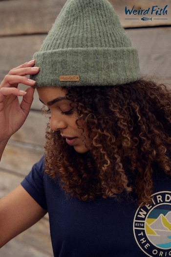 Weird Fish Green Neve Double Rib Beanie Hat (AK7782) | £22