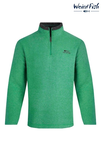 Weird Fish Green Newark Eco 1/4 Zip Grid Fleece (AK7834) | £55