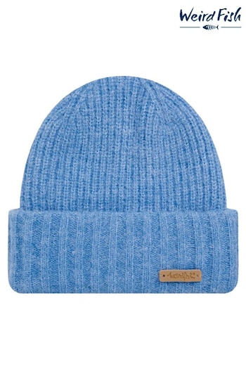 Weird Fish Blue Neve Double Rib Beanie Hat (AK7838) | £22