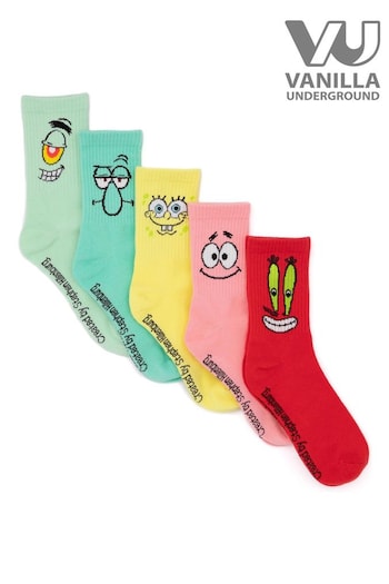 Vanilla Underground Yellow Adults Spongebob Squarepants Socks 5 Pack (AK7958) | £21