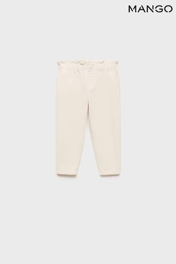 Mango Cream Corduroy Paper Bag Trousers (AK8265) | £20