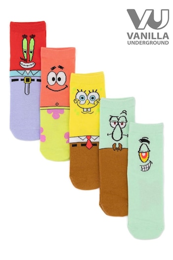 Vanilla Underground Brown Kids Spongebob Squarepants Socks 5 Pack (AK8571) | £14