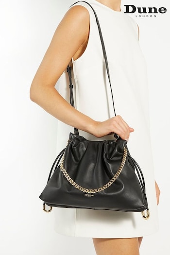 Dune London Black Primrose L Large Drawstring Bag (AK8655) | £160