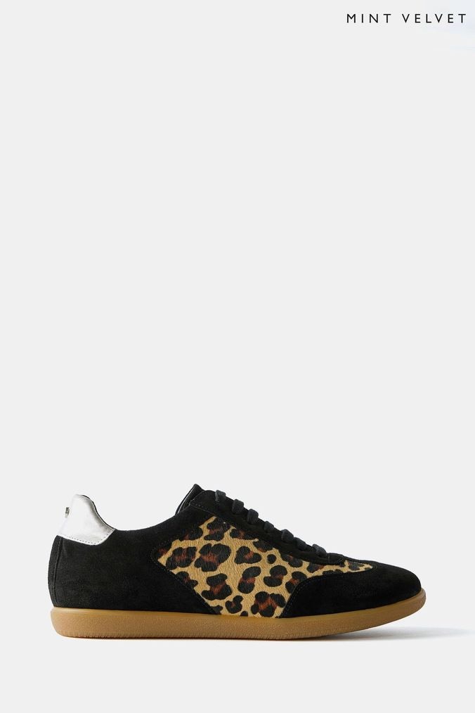 Black trainers with leopard print sale